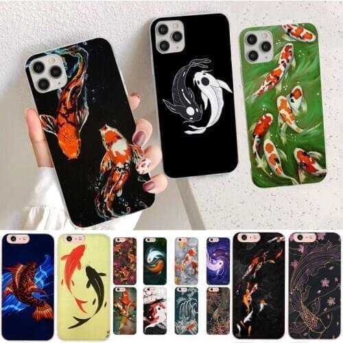 YNDFCNB Chinese Koi Fishes Phone Case for iPhone 11 12 pro XS MAX 8 7 6 6S Plus X 5S SE 2020 XR case