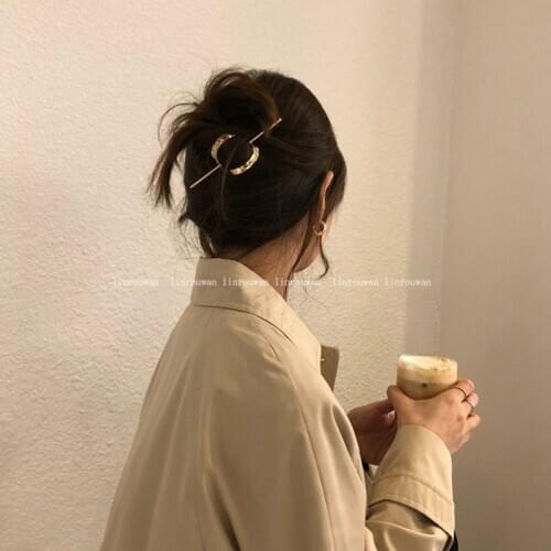 South Korea Dongdaemun Nyunyu Metal Ins Cold Style Elegance Retro Elegant Barrettes Head Clip Hairpin 2020 New Hair Sticks