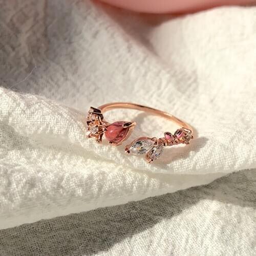 Korean Style Rings For Women Cubic Zircon Girls Anillos Trendy Crystal Bague Femme Adjustable Sweet Moon Rings Party Gifts