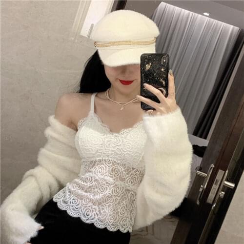 Women Tanks Tops Underwear Wireless Vest Womens Wavy Edge Lace Braces Bandeau Camis Crop Top For Women