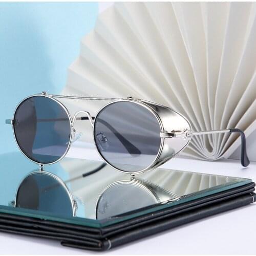 Personality Steampunk Metal Sunglasses Women Round Trendy Glasses