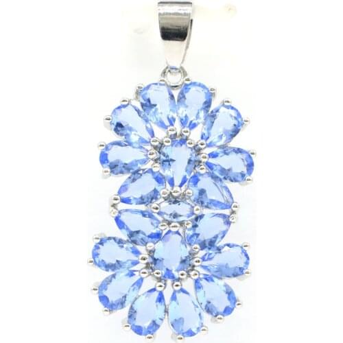 41x19mm Highly Recommend Created Paris Blue Topaz Golden Citrine CZ for Women Drop Shipping Silver Pendant