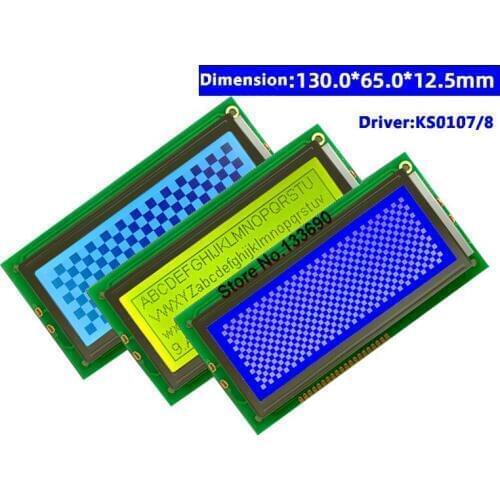 5v Graphic Blue/Yellow/Gray Negative LCD Module Display Screen LCM 19264 192X64 192*64 build-in KS0107 KS0108 LED Backlight