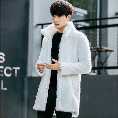 Winter autumn thicken thermal fur leather jackets men casual mens wadded trench coats outerwear fashion personality stand collar