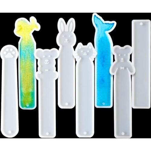 1PC Rabbit Cat Bear Dolphin Bookmarks Pendant DIY Silicone Mold Dried Flower Jewelry Accessories Tools Equipments Resin Molds