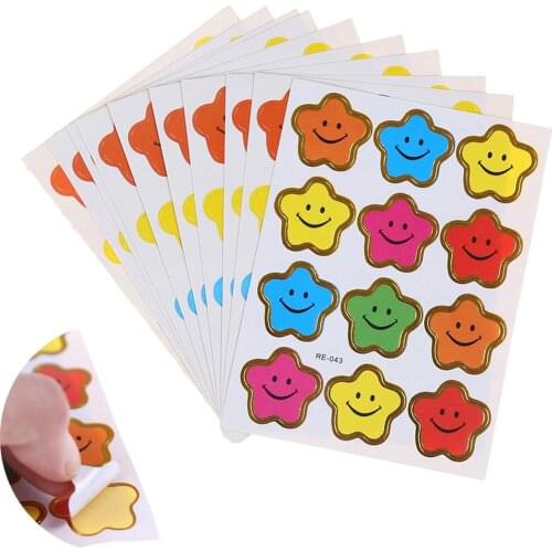 10sheets Kids Boys Girls Cute Smile Little Star Stickers School Teacher Rewards Encouragement Sticker Toys