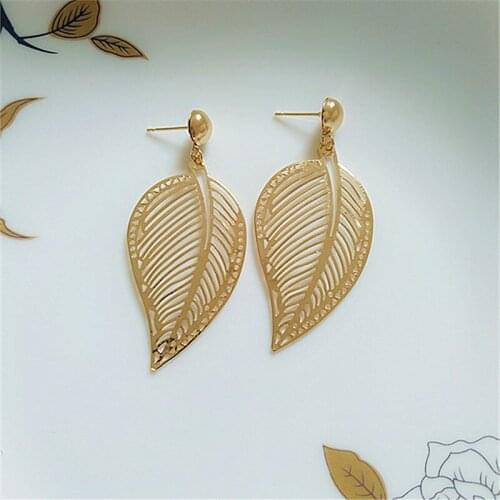 10 pair/lot high quality fashion jewelry gold metal big leaf earrings for women
