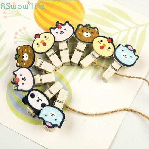10PCS Cute Log Color Wooden Clothes Clip CreativeCartoon Customized Photo Wall Set Note Clip Wooden Clip Sealing DIY Decoration