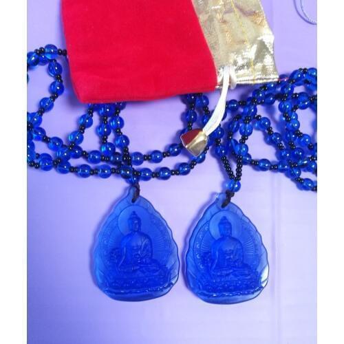 2PCS Greco-Buddhist pocket travel efficacious Buddhist Amulet Safe Bless the Medicine RULAI Guru Buddha Crystal carving Pendant
