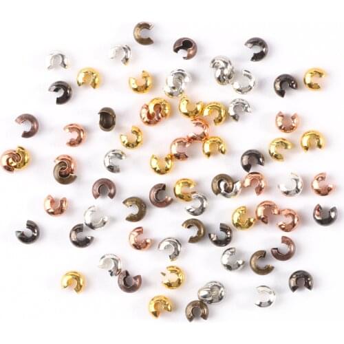 3 4 5mm Crimp Beads End Caps Copper Cord String End Beads Positioning Clips Beads for DIY Handmade Jewelry Finding Making 100pcs