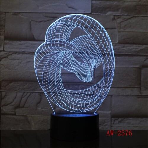 3D LED Night Lamp ABS Touch Base Abstract Spiral Bulb Lamp LED Night Light Table Illusion Home Bar Desk Decorative Lamp AW-2576