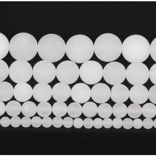 4-12mm Natural Stone Beads Round Loose Frosted White Jades Stone Beads For Jewelry Making DIY Charm Bracelet Necklace Handmade
