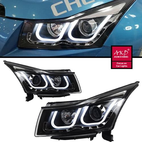 AKD tuning cars Headlight For Chevrolet Cruze 2009-2014 Headlights LED DRL Running lights Bi-Xenon Beam Fog lights angel eyes