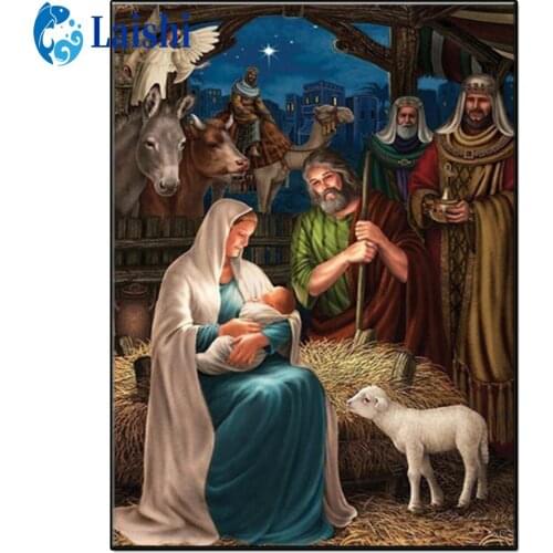 Diamond Painting Religious decoration, birth of Jesus Diamond Embroidery Cross Stitch Kit Mosaic Picture Gift Bedroom Decoration