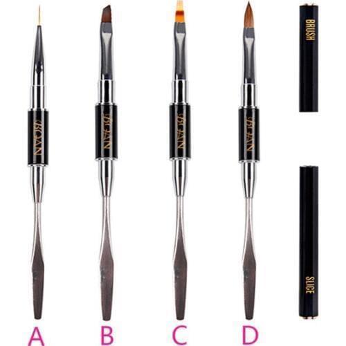 ANGNYA Double-ended Painting Brush Kolinsky Hair Nail Art Cuticle Flat Pusher Manicure Poly Nail Gel Spatula Apply 2 Way Tool