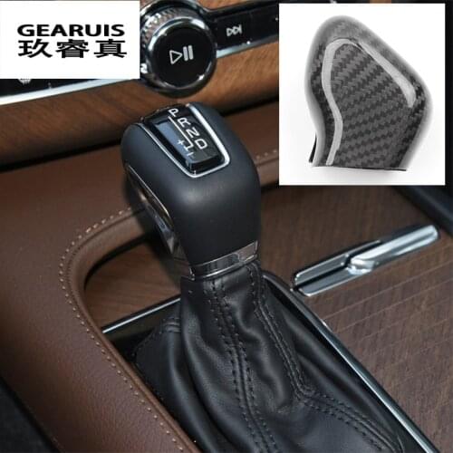 Car Styling Carbon fiber Gear Shift Handle Sleeve Buttons Cover Sticker For Volvo XC60 S60 V40 V60 S90 XC90 Interior Accessories