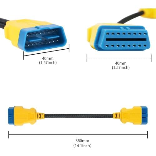 AUTOOL 36CM Car OBD2 Extension Cord Male to Female Cable