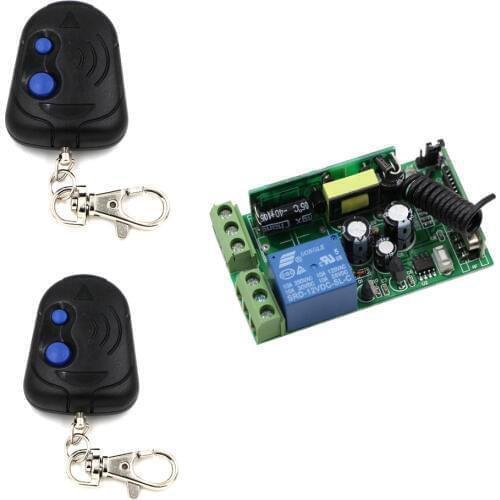 New AC 85V 110V C220V 250V 1CH 10A Wireless RF Remote Control Switch 2*Transmitter+ 1*Receiver with Cover For Access Door