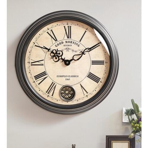 Silent Vintage Wall Clock Modern Design Nordic Creative Electronic Wall Clock Vintage Classic Living Room Reloj Pared Home Watch