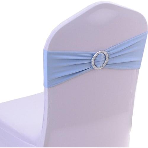 NO.15 Colors 100pcs Spandex Chair Cover Stretch Band With Round Buckle Sashes Bow For Wedding Banquet Decoration
