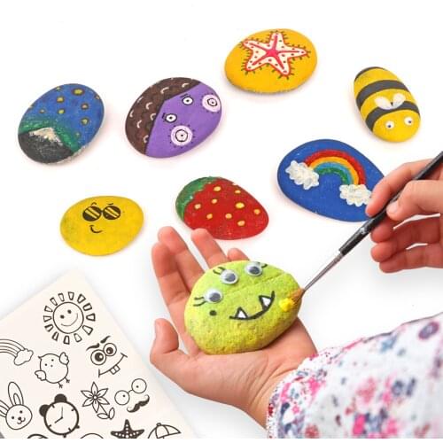 Kids Rock Painting Kit DIY Graffiti Creativity Train Art Supplies Children Gifts