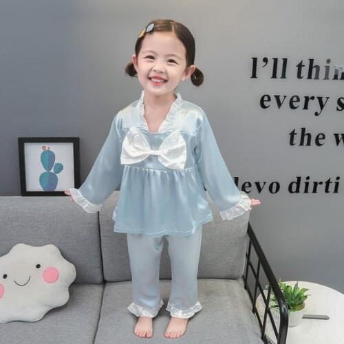 Children Pajamas Set Kids Baby Girl Big Bow Casual Clothing Costume Short Sleeve Children Sleepwear Pajamas Sets