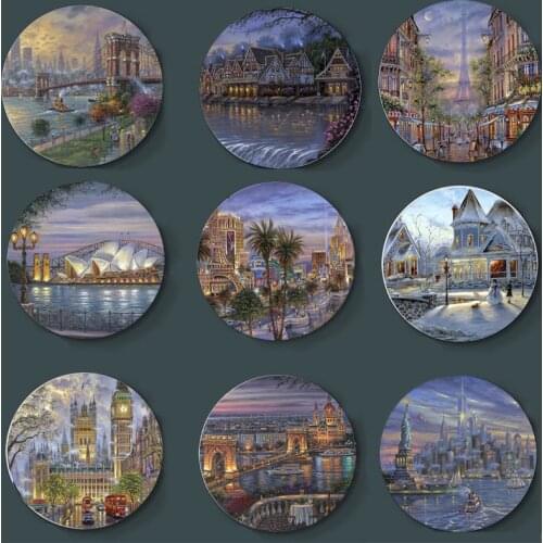High-End Robert Finale Painting Art Plate Home Decor Restaurant Bar Background Wall Plate Buliding Decorative Plate