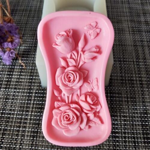 HC0124 PRZY Flower Soap Silicone Mold flowers Soap Molds Rose butterfly Clay Resin Gypsum Chocolate Candle Candy Mold