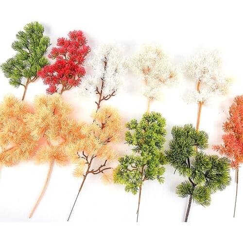 Hot Sale Plastic Fake Artificial Pine Cypress Plant Bonsai Desktop Garden Plastic tree Branch Home Office Decor