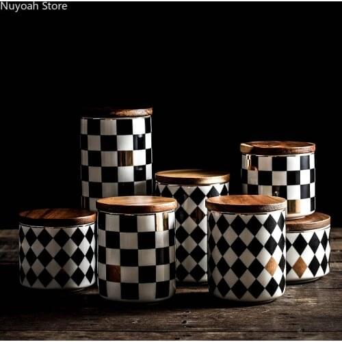 Ceramic Sealed Jar Kitchen Storage Supplies Nordic Creative Coffee Storage Bottle Storage Seasoning Box with Lid Storage Jar
