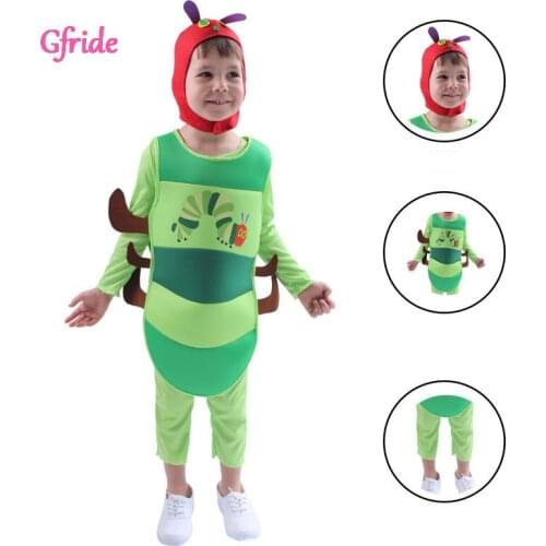 Boys Girls Performance Costume Childrens Holiday Party Dress Up Caterpillar Style Cosplay Costume Halloween Stage Costume 3-8Yr