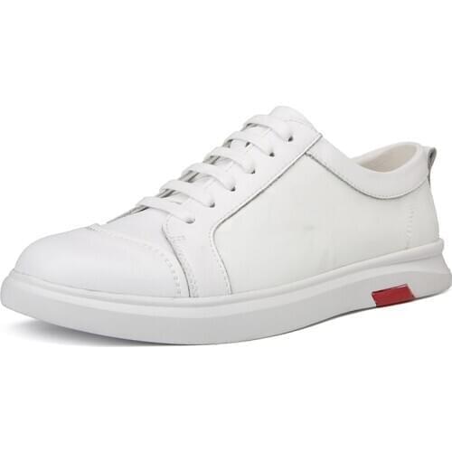 Classic White Mens Casual Board Shoes Flat Casual Shoes Spring Cowhide Large Size 44 45 Male Sneakers Zapatos Para Hombre