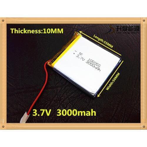 Li-po 3.7 V lithium polymer battery 3000 mah interphone 105055 GPS vehicle traveling data recorder