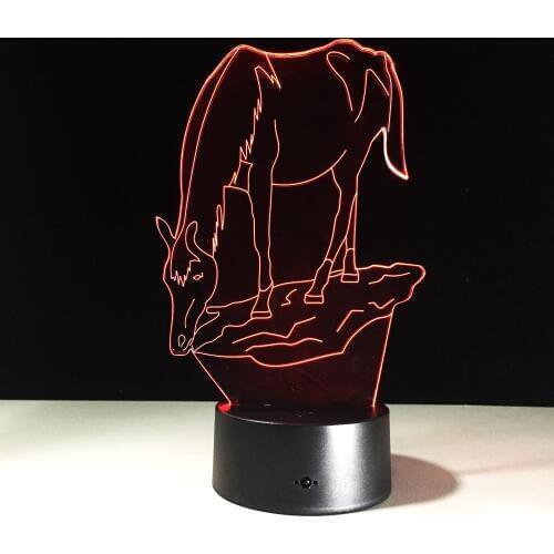 Horse 3D LED Lamp Acrylic Small Night Light 7 Color Change USB Touch Switch Indoor Atmosphere Lamp Friends Kids' Toys And Gifts