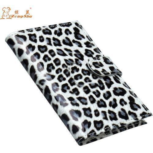 Small White Leopard pattern buckled card PU Leather Travel Passport Holder Embossing Passport Cover Credit Card ID Bag