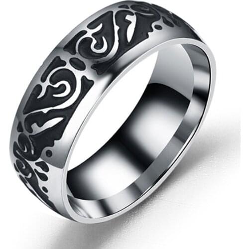MOREDEAR 8mm Titanium V65 Vintage Decorative Pattern Ring Stainless Steel Rings For Women Wedding Rings Fine Jewelry