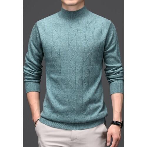 Man 100% Pure Merino Wool Sweater Winter Turtleneck Thick Cashmere Sweaters Male Long Seeve Soft Wool Jumper Pullovers