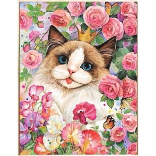 AB Drill 5d DIY Diamond Painting Full Drill Round Rhinestones Diamond Mosaic Cross Stitch Kits Embroidery Cats Flowers