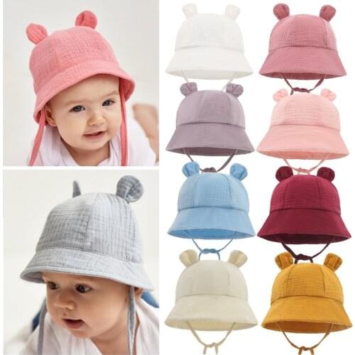 2021 New Autumn Baby Sun Hat Children Outdoor Rabbit Ear Beach Caps Boy Girl Panama Hat Unisex Beach Bucket Hat For 6-12Months