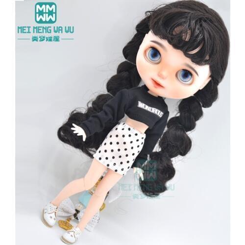 1pcs Blyth Doll Clothes fashion Loose T-shirt, shredded jeans for Blyth Azone OB23 OB24 1/6 doll accessories