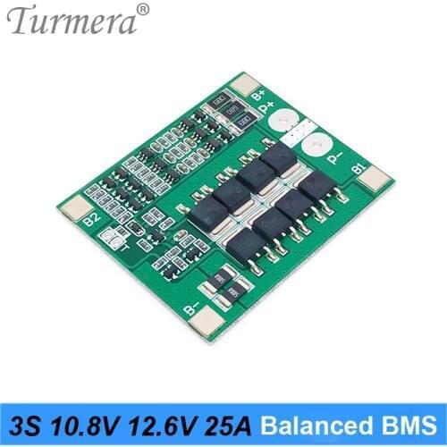 Turmera 3S 12V 25A BMS Lithium Battery Protected Board for 3S 10.8V 12.6V Screwdriver Battery and Uninterrupted Power Supply 12V