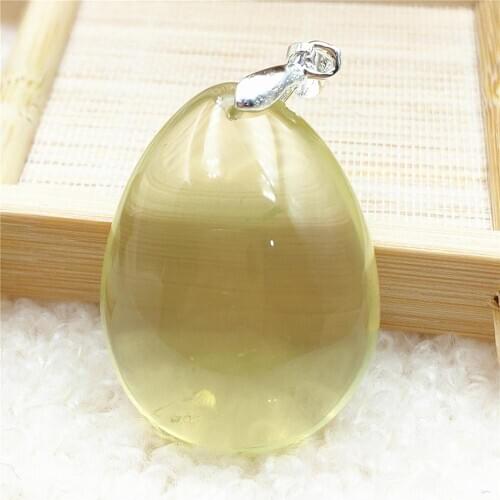 Genuine Natural Yellow Citrine Quartz Water Drop Pendant 34x26x15mm Brazil Women Jewelry Clear Citrine Beads Necklace AAAAA
