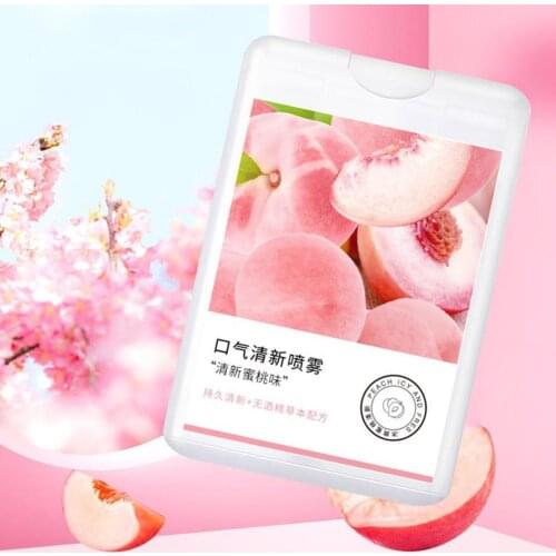 18ml Portable Breath Freshener Oral Spray To Remove Peaches Can Be Breath And Spray Long-Lasting Around Carried Bad Breath Z9M8