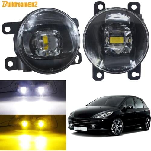 Fog Light Assembly For Peugeot 307 2002 2003 2004 2005 2006 2007 2008 Car Front Bumper LED Fog Lamp Daytime Running Light 12V