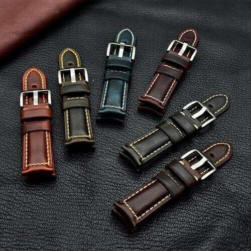 Handmade Vintage Genuine Leather Watch Band for Samsung Galaxy Watch Strap Cowhide Bracelet 18/20/22/24mm