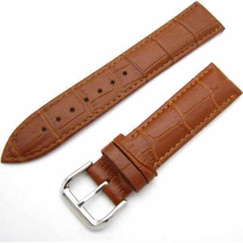 Rolamy 12 14 16 18 20 22 24mm Real Claf Leather Light Brown Luxury Alligator Grain Watch Band Strap Belt For Casio Seiko Fossil