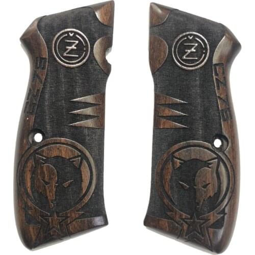 CZ75 Logo the Moon the stars and Wolf Pattern Laser Cut Dark Wooden Grip