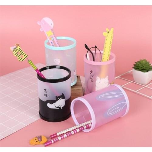 Cute Cartoon Pattern Storage Pen Holder Creative Plastic Make Up Container Office Furnishings Pen Organizer office organizer