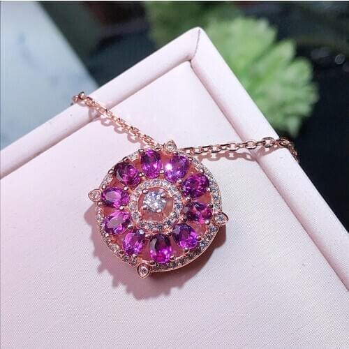 Special price.Natural garnet necklace, 925 silver, Australian sapphire, light blue, beautiful leaves