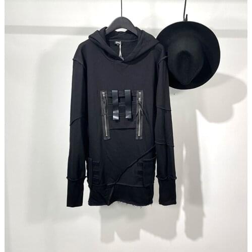 Owen Seak Men Cotton Sweatshirts Pullover Gothic Style Mens Clothing Spring Autumn Women Solid Black Bottoming Shirt